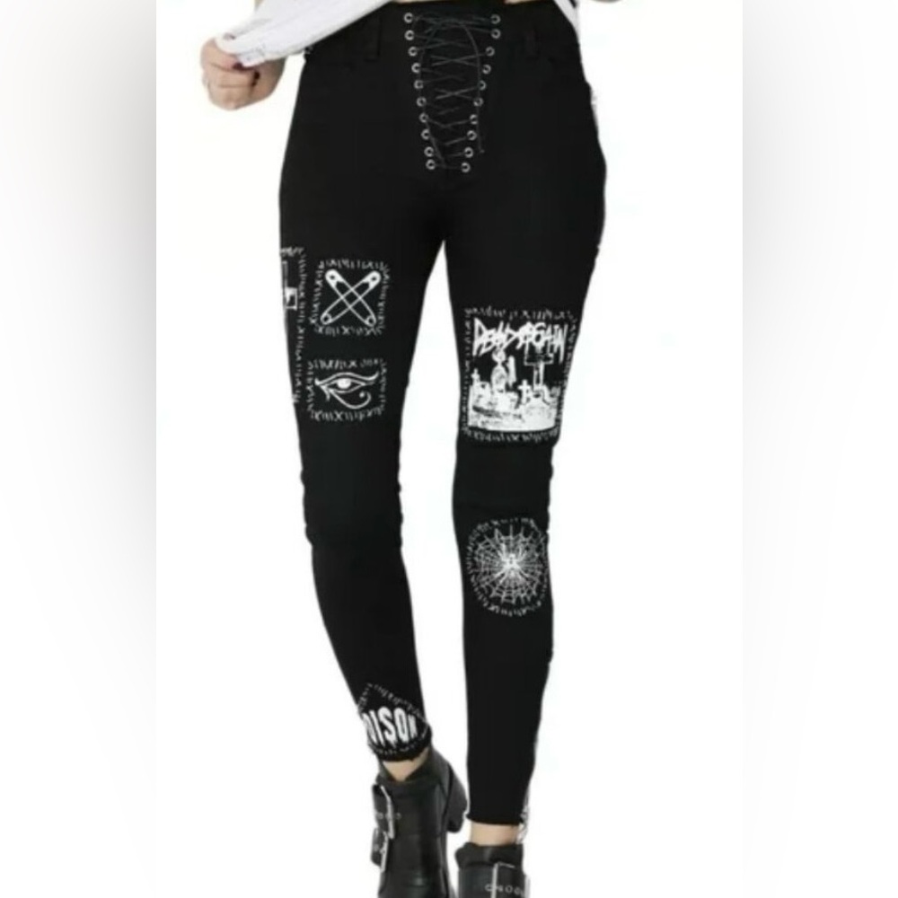 Dolls Kill Stitch B*tch Patchwork Jeans Size Small